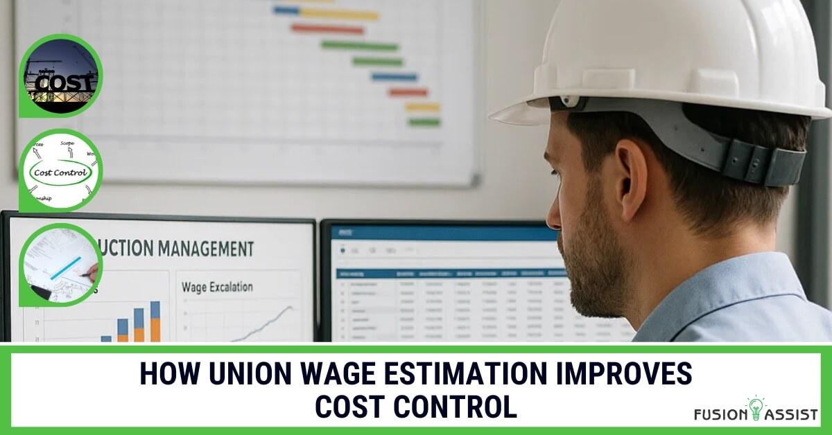 Union Wage cost control. Project manager analyzing union wage estimates using digital cost control tools.