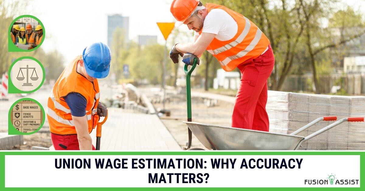 Union wage estimation construction. Union workers using digital tools for accurate wage estimation on a construction site.