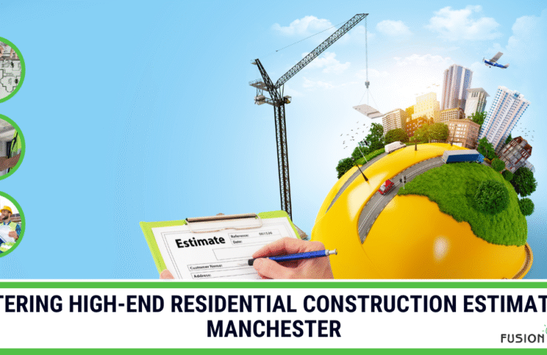 A symbolic image of a construction project on a hard hat, representing a guide to mastering high-end residential construction estimates in Manchester.